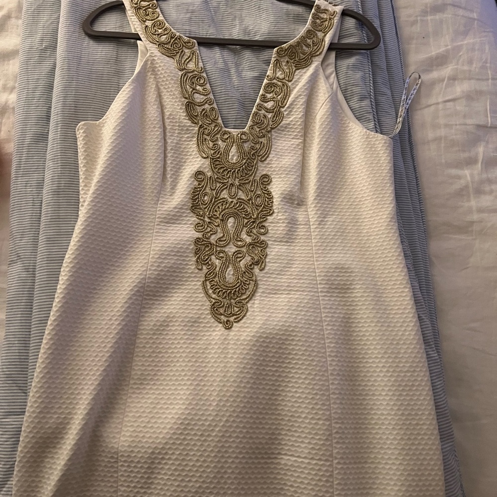 LILLY PULITZER white and gold dress. Size 12